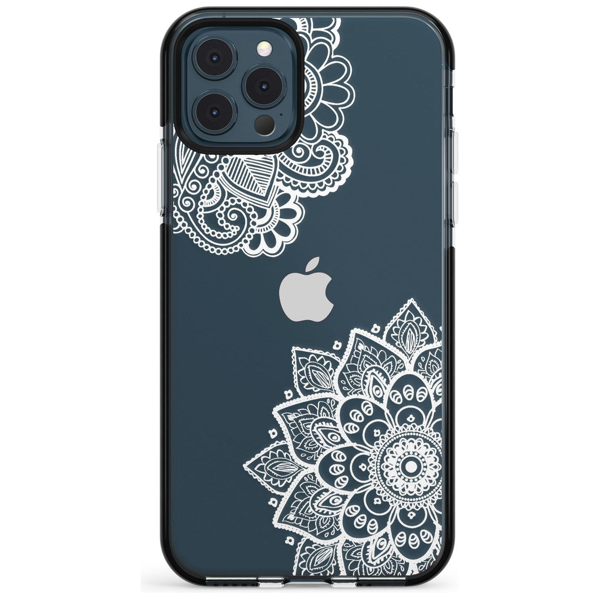 White Henna Florals Black Impact Phone Case for iPhone 11