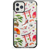 Mixed Japanese Watercolour Pattern iPhone Case  Black Impact Phone Case - Case Warehouse