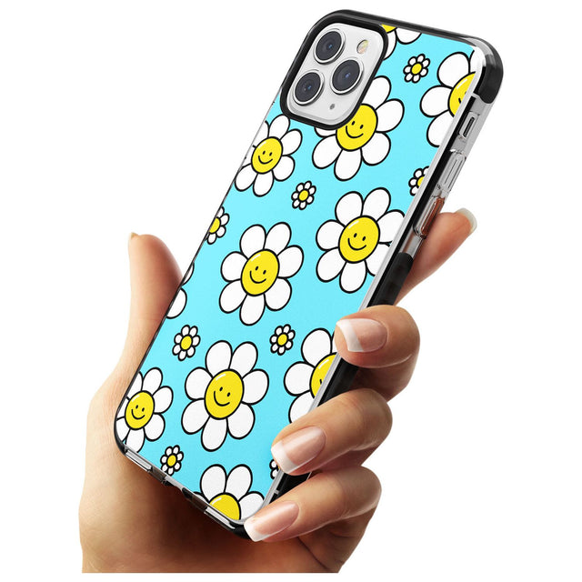 Daisy Faces Kawaii Pattern Black Impact Phone Case for iPhone 11