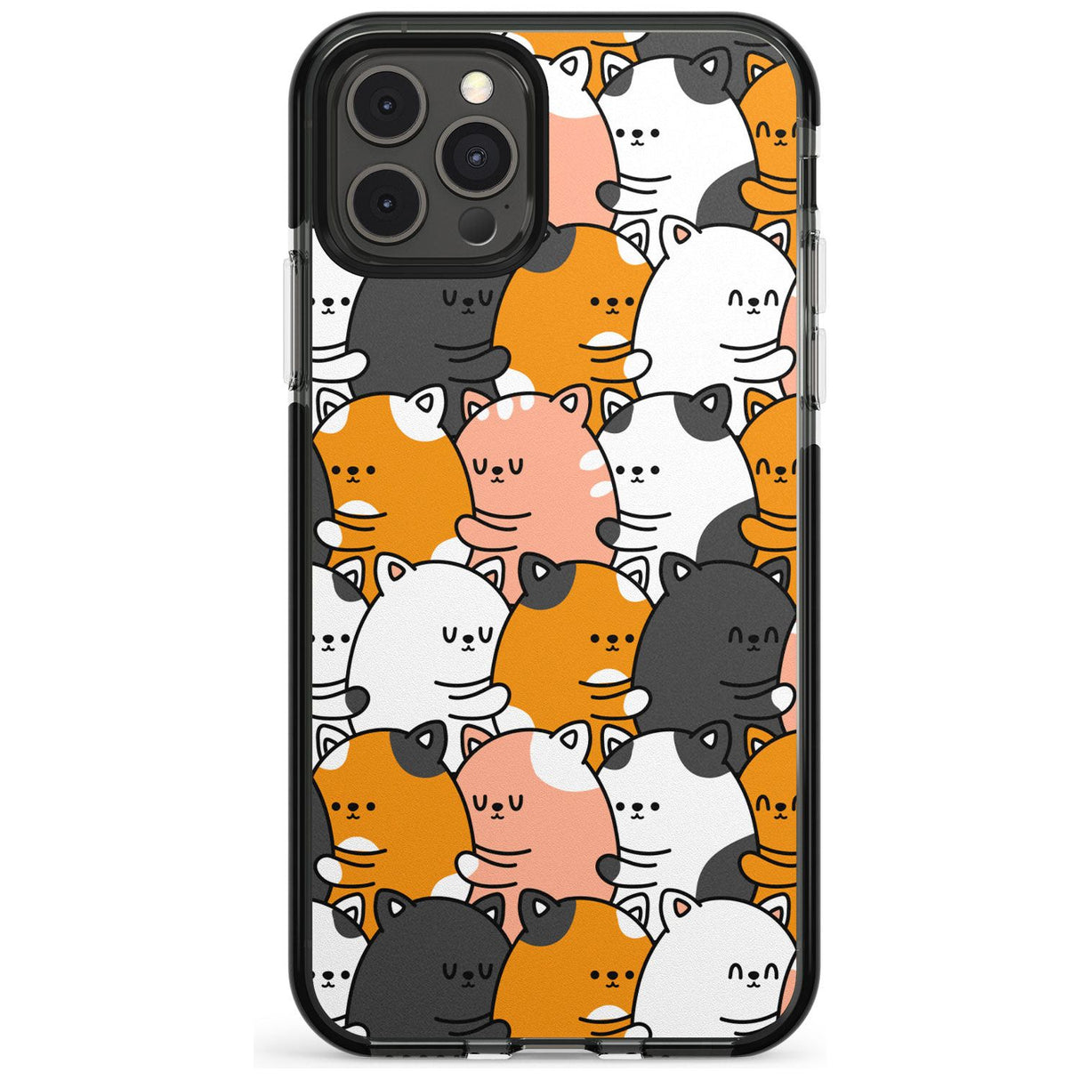 Spooning Cats Kawaii Pattern Black Impact Phone Case for iPhone 11