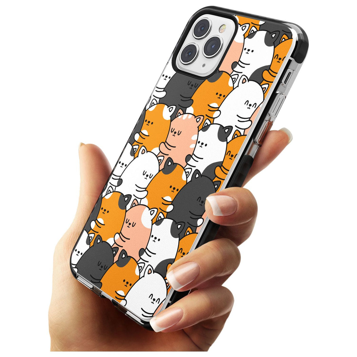Spooning Cats Kawaii Pattern Black Impact Phone Case for iPhone 11
