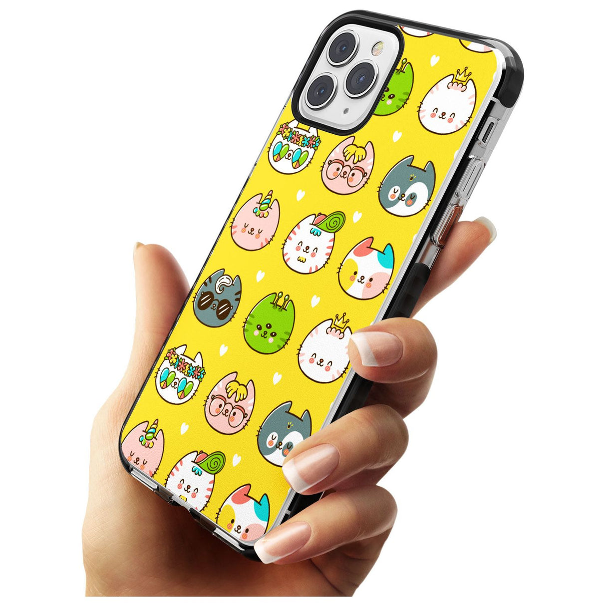 Mythical Cats Kawaii Pattern Black Impact Phone Case for iPhone 11