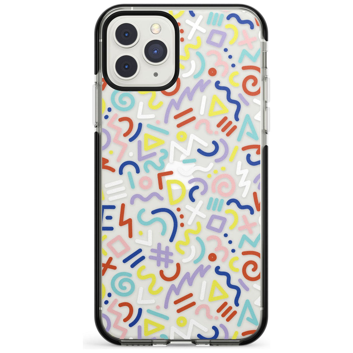 Colourful Mixed Shapes Retro Pattern Design Black Impact Phone Case for iPhone 11 Pro Max