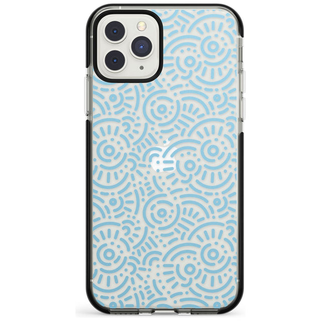 Light Blue Pattern Memphis Retro Pattern Design Black Impact Phone Case for iPhone 11 Pro Max