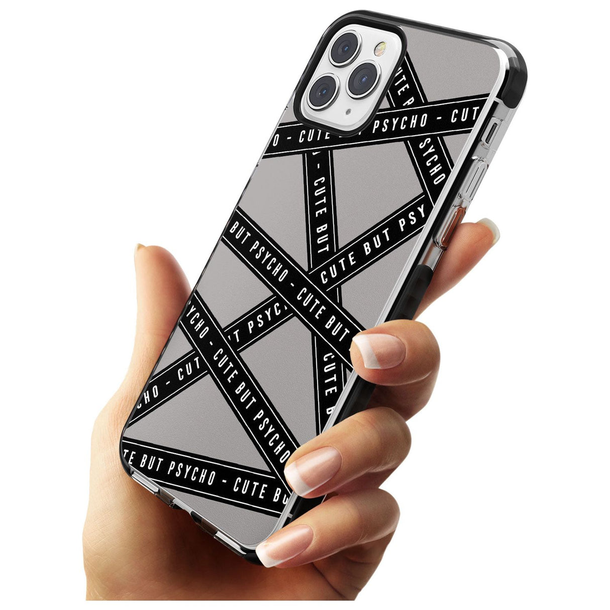 Caution Tape Phrases Cute But Psycho Black Impact Phone Case for iPhone 11 Pro Max