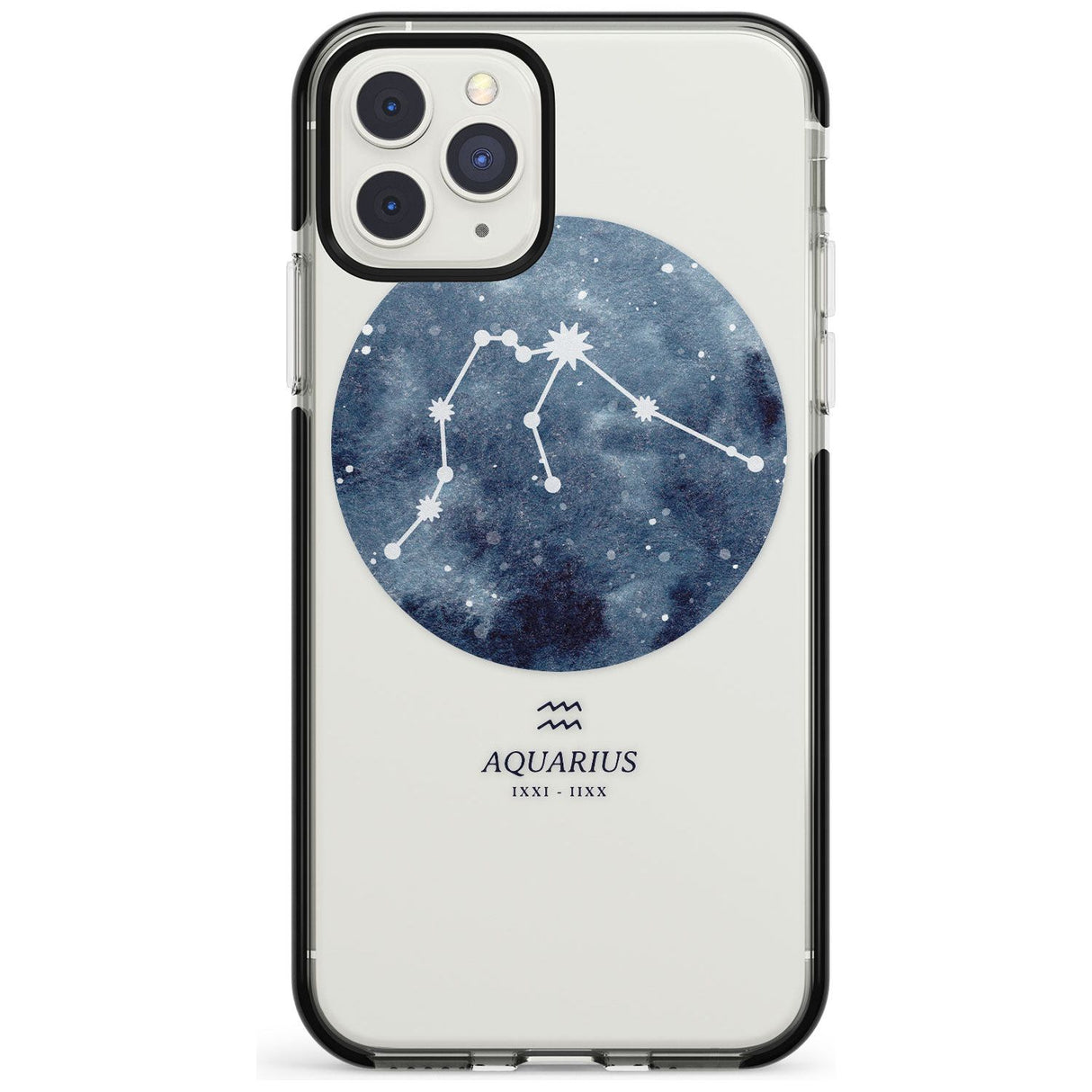 Aquarius Zodiac Transparent Design - Blue Black Impact Phone Case for iPhone 11 Pro Max