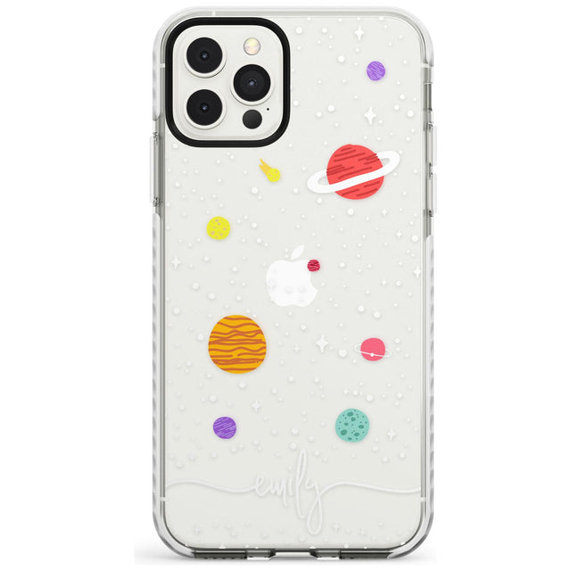 Custom Cute Cartoon Planets (Clear) Slim TPU Phone Case for iPhone 11 Pro Max