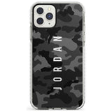 Small Vertical Name Personalised Black Camouflage Impact Phone Case for iPhone 11 Pro Max