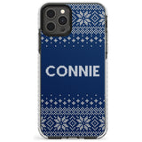 Personalised Blue Christmas Knitted Jumper Impact Phone Case for iPhone 11 Pro Max