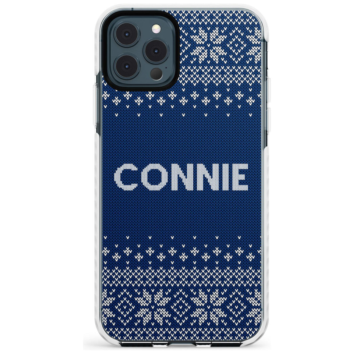 Personalised Blue Christmas Knitted Jumper Impact Phone Case for iPhone 11 Pro Max