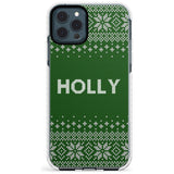 Personalised Green Christmas Knitted Jumper Impact Phone Case for iPhone 11 Pro Max