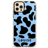 Personalised Blue and Black Cow Print Impact Phone Case for iPhone 11 Pro Max