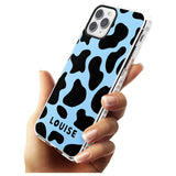 Personalised Blue and Black Cow Print Impact Phone Case for iPhone 11 Pro Max