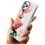 Custom Clear Vintage Floral Pink Peonies Impact Phone Case for iPhone 11 Pro Max