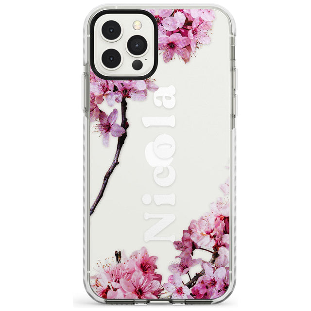 Cherry Blossoms with Custom Text Slim TPU Phone Case for iPhone 11 Pro Max