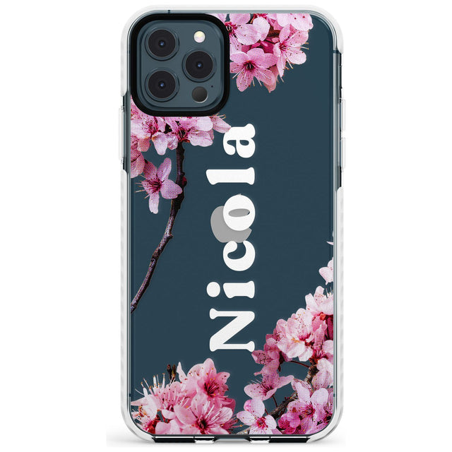 Cherry Blossoms with Custom Text Slim TPU Phone Case for iPhone 11 Pro Max