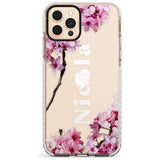 Cherry Blossoms with Custom Text Slim TPU Phone Case for iPhone 11 Pro Max