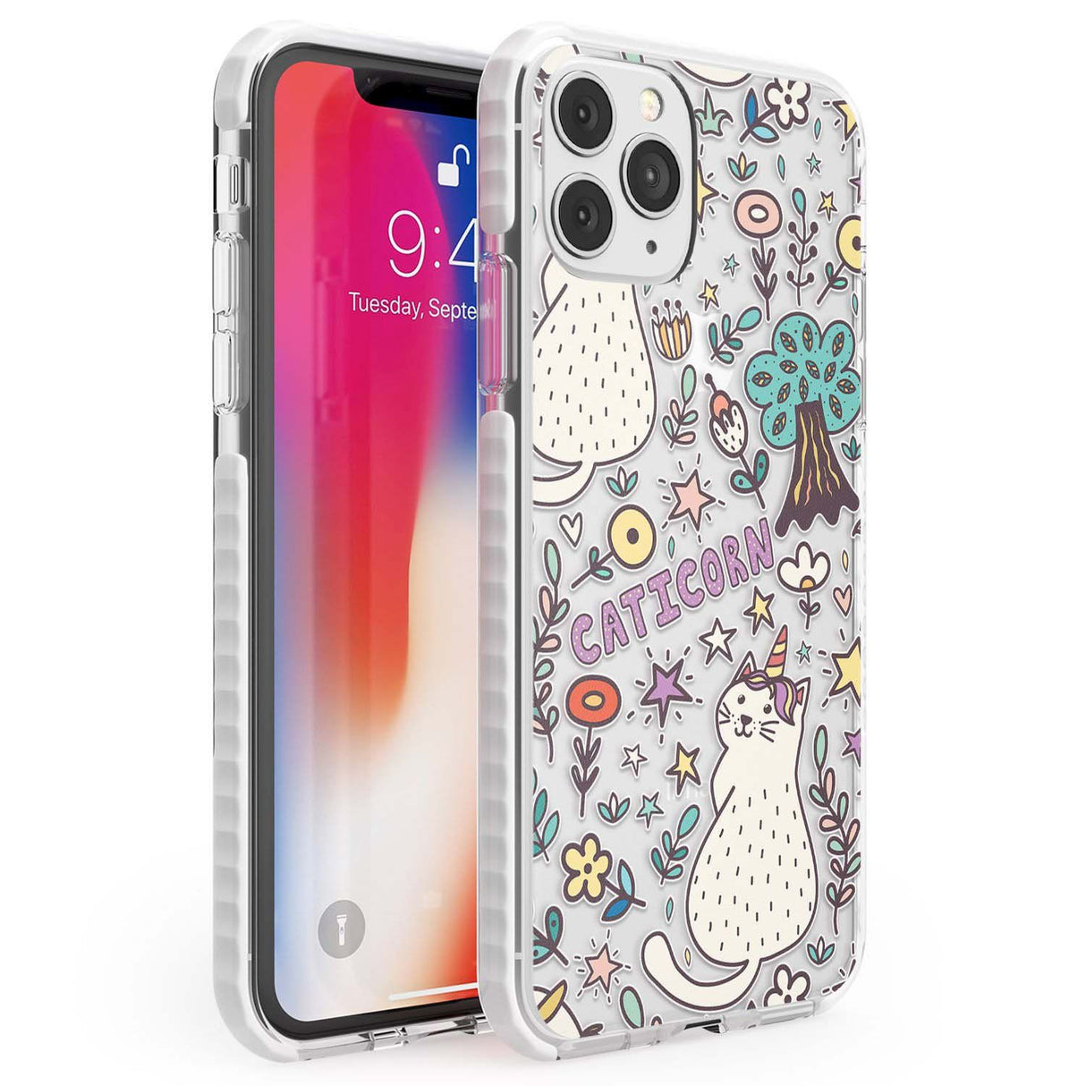 Caticorn pattern Phone Case iPhone 11 Pro Max / Impact Case,iPhone 11 Pro / Impact Case,iPhone 12 Pro / Impact Case,iPhone 12 Pro Max / Impact Case Blanc Space