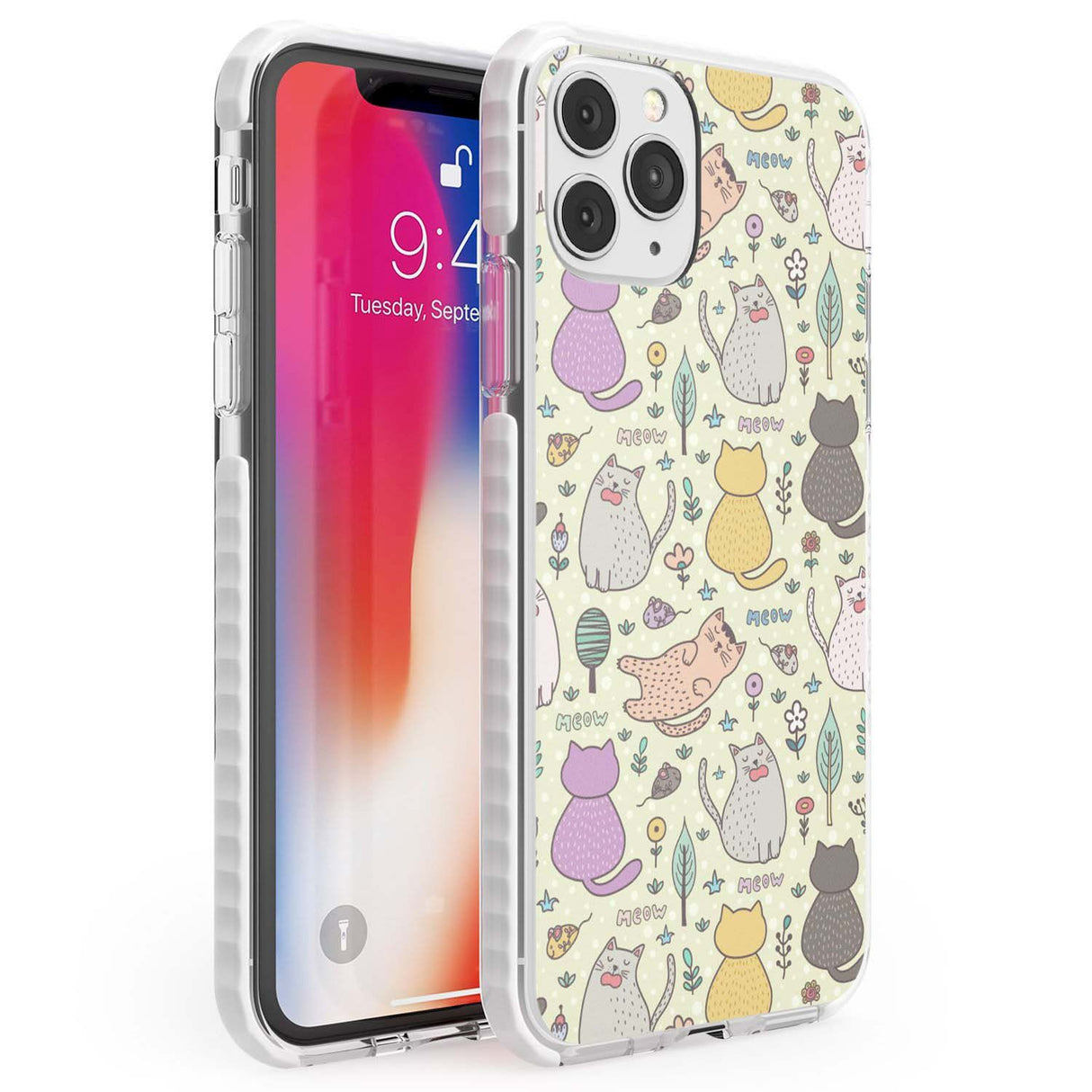 Cat Pattern Cream Phone Case iPhone 11 Pro Max / Impact Case,iPhone 11 Pro / Impact Case,iPhone 12 Pro / Impact Case,iPhone 12 Pro Max / Impact Case Blanc Space