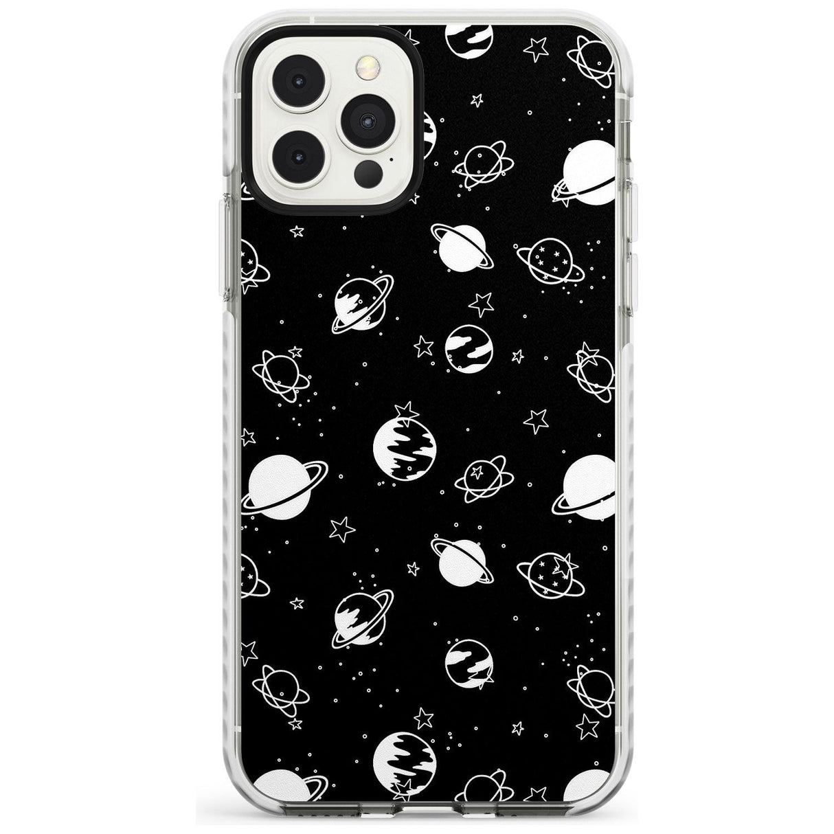 White Planets on Black Slim TPU Phone Case for iPhone 11 Pro Max