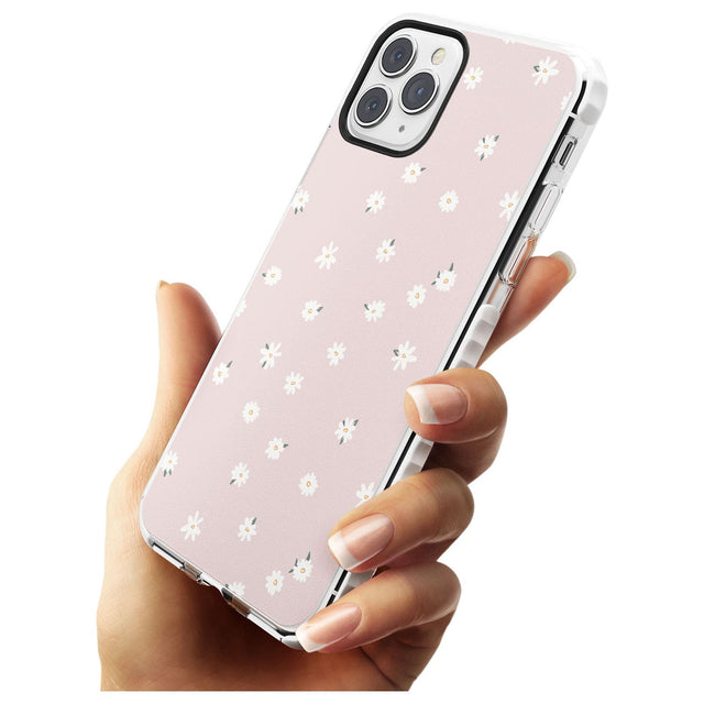 Painted Daises on Pink - Cute Floral Daisy Design Slim TPU Phone Case for iPhone 11 Pro Max