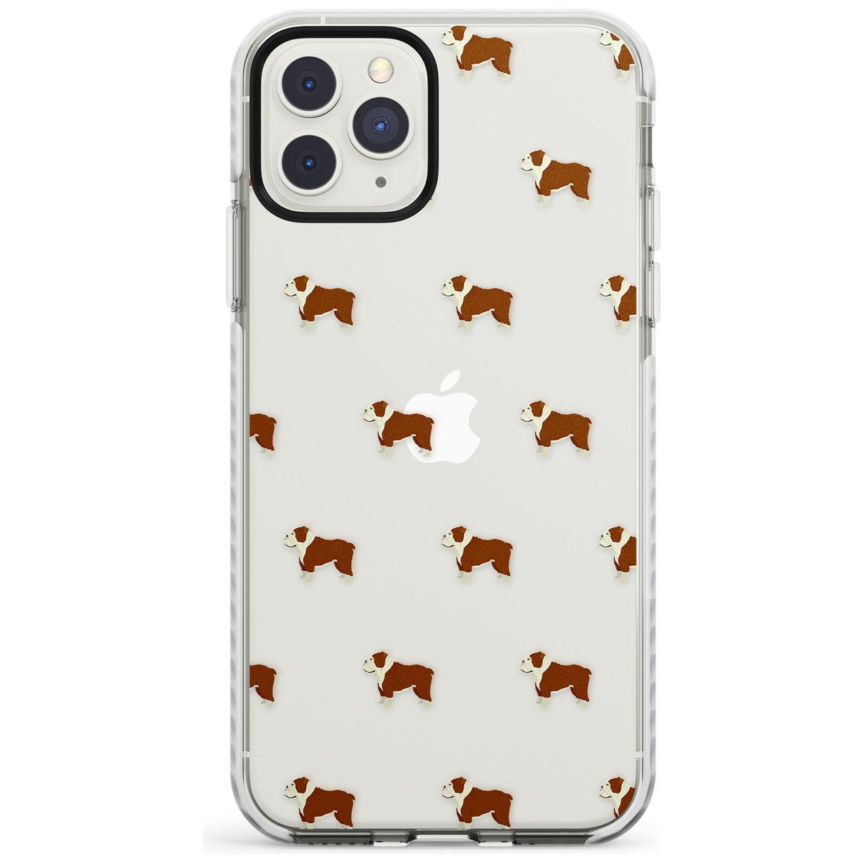 English Bulldog Dog Pattern Clear Impact Phone Case for iPhone 11 Pro Max