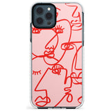 Continuous Line Faces: Red on Pink Slim TPU Phone Case for iPhone 11 Pro Max