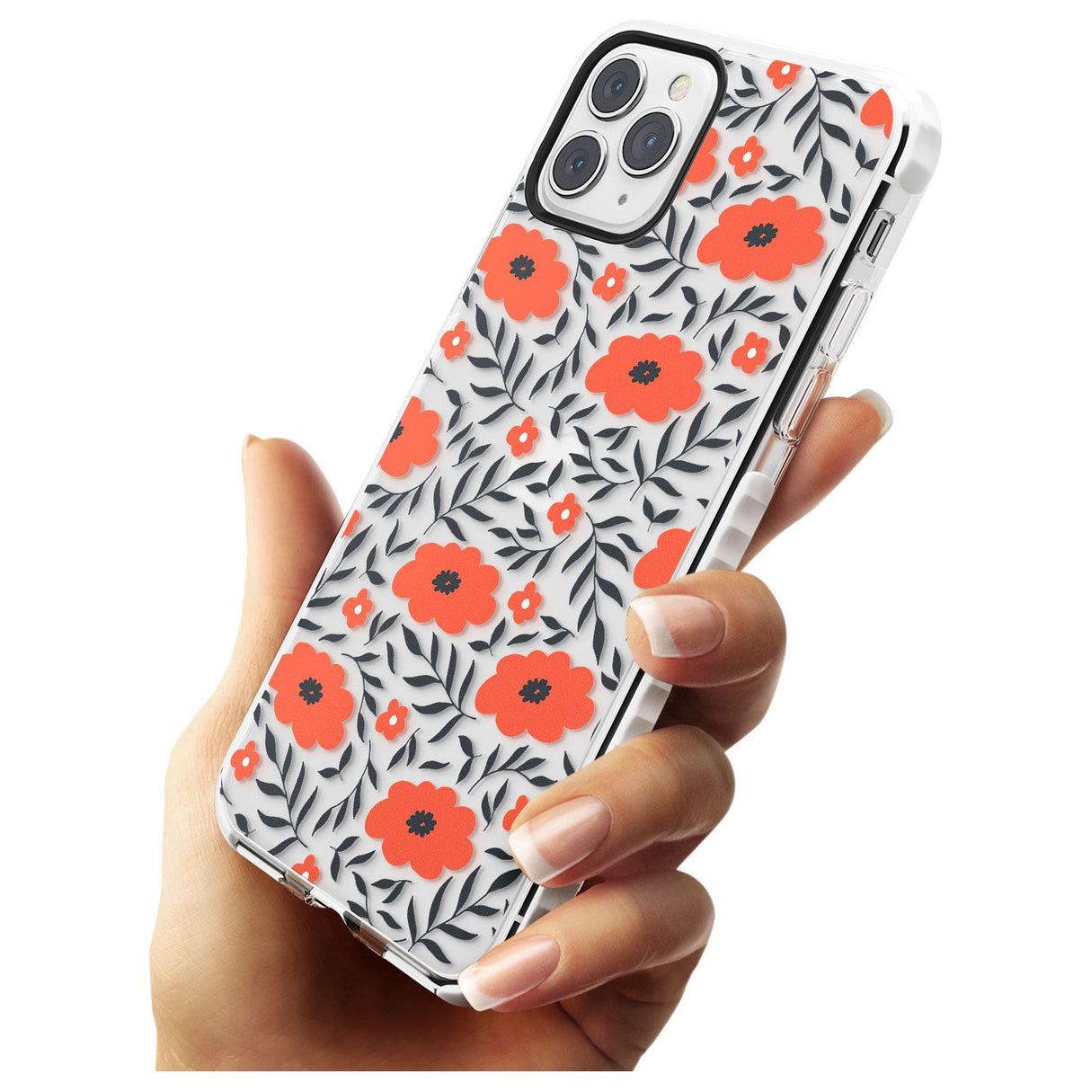 Red Poppy Transparent Floral Impact Phone Case for iPhone 11 Pro Max