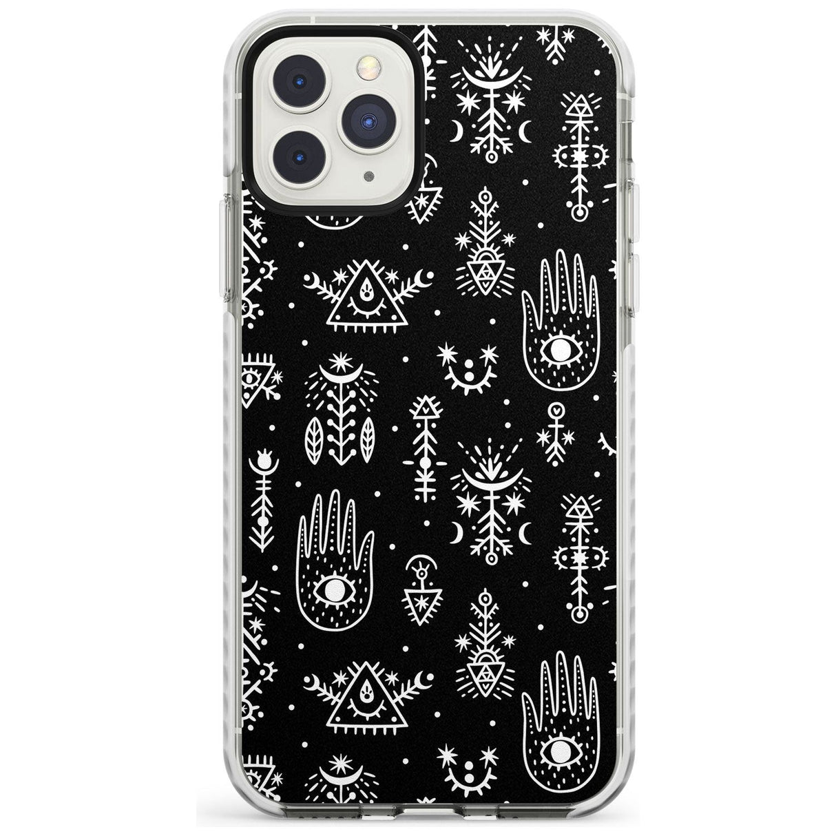 Tribal Palms - White on Black Impact Phone Case for iPhone 11 Pro Max