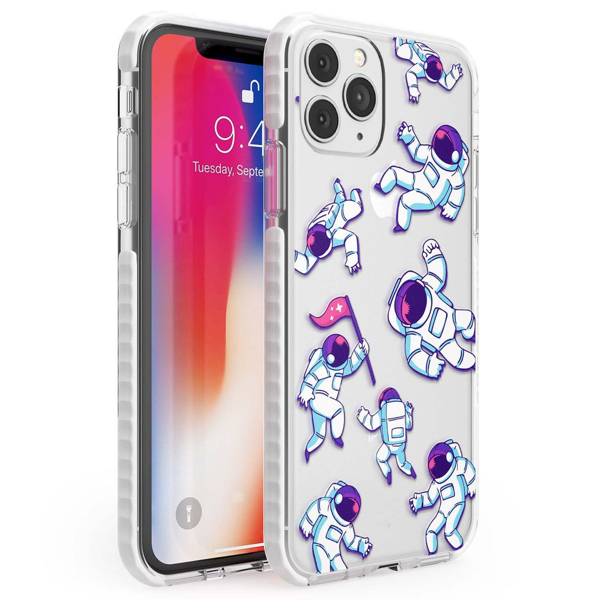 Astronaut Pattern Phone Case iPhone 11 Pro Max / Impact Case,iPhone 11 Pro / Impact Case,iPhone 12 Pro / Impact Case,iPhone 12 Pro Max / Impact Case Blanc Space