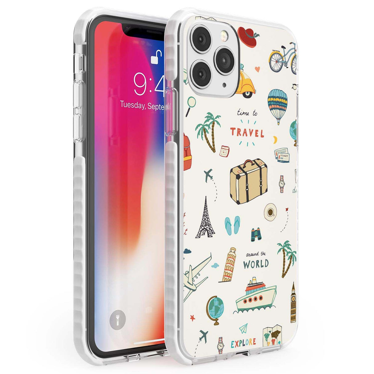 Cute Travel Pattern Cream Phone Case iPhone 11 Pro Max / Impact Case,iPhone 11 Pro / Impact Case,iPhone 12 Pro / Impact Case,iPhone 12 Pro Max / Impact Case Blanc Space