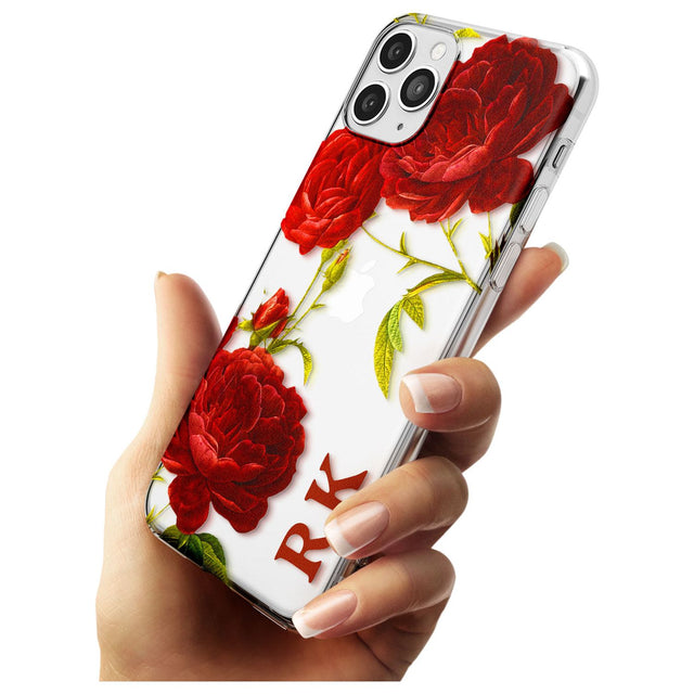 Custom Clear Vintage Floral Red Roses Slim TPU Phone Case for iPhone 11 Pro Max