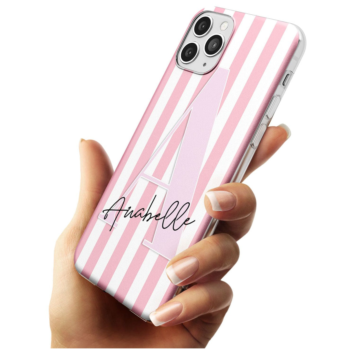 Pink Stripes & Large Monogram iPhone Case   Custom Phone Case - Case Warehouse