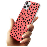 Black on Salmon Pink Dalmatian Polka Dot Spots Slim TPU Phone Case for iPhone 11 Pro Max