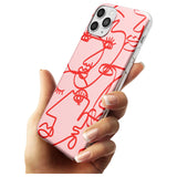 Continuous Line Faces: Red on Pink Black Impact Phone Case for iPhone 11 Pro Max