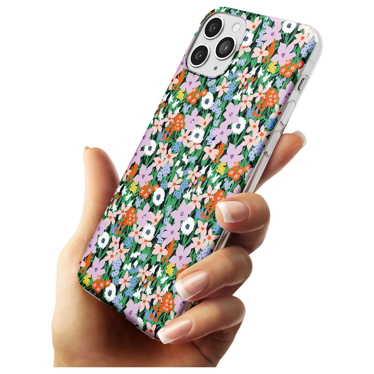 Jazzy Floral Mix: Solid Black Impact Phone Case for iPhone 11 Pro Max