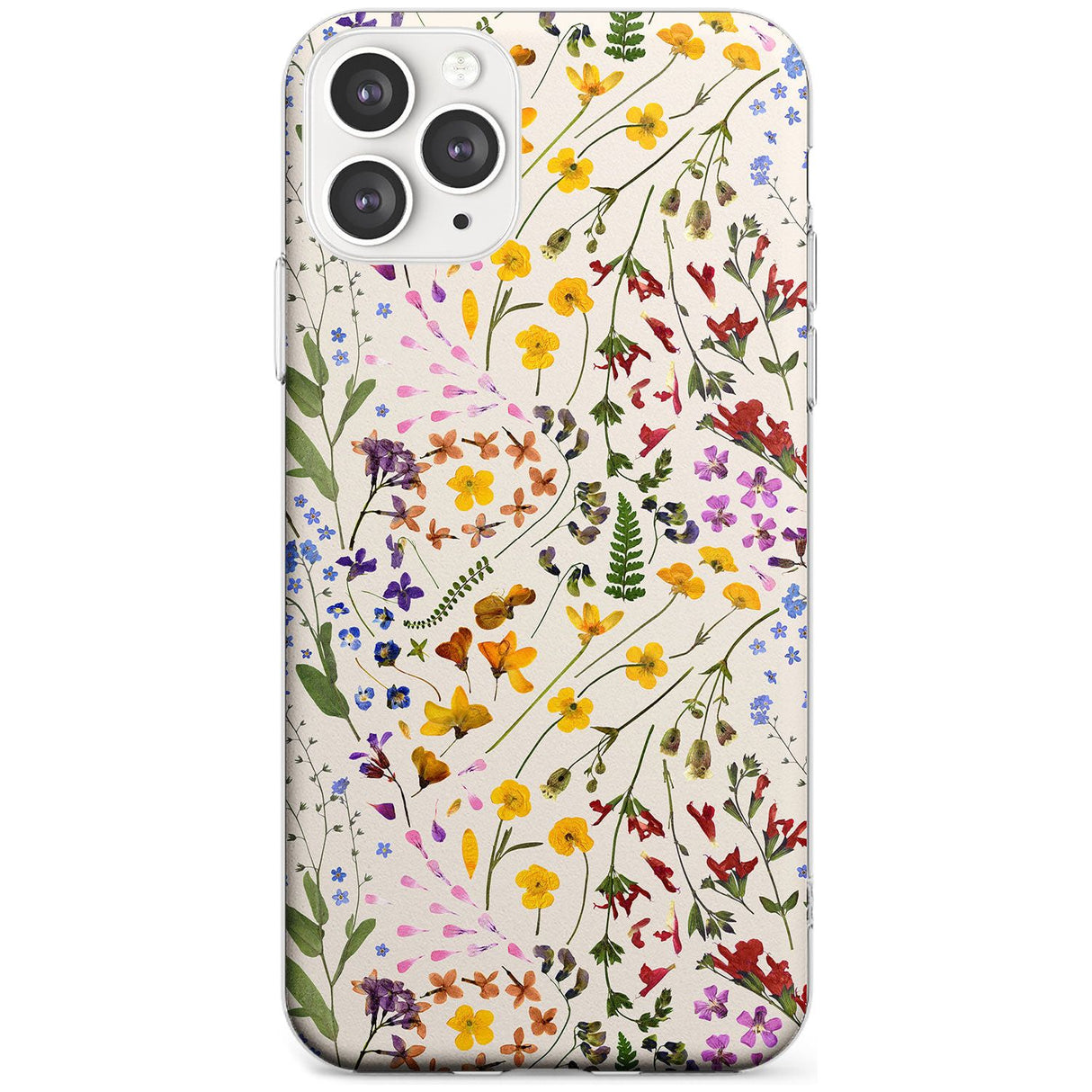 Wildflower & Leaves Cluster Design - Cream Slim TPU Phone Case for iPhone 11 Pro Max