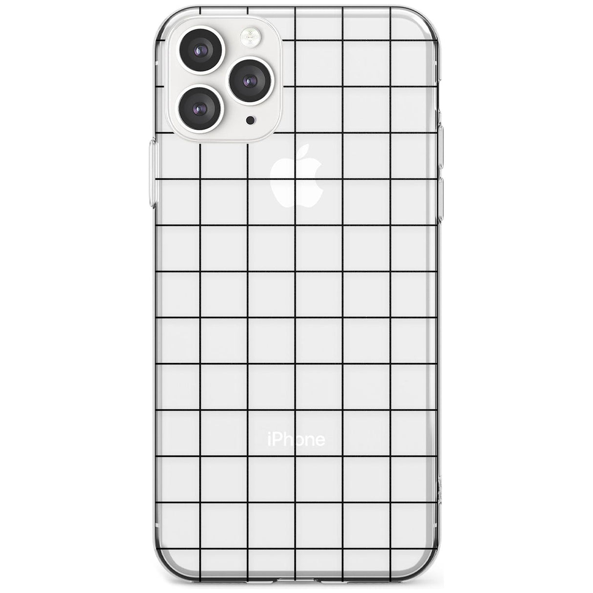 Simplistic Large Grid Pattern Black (Transparent) Slim TPU Phone Case for iPhone 11 Pro Max