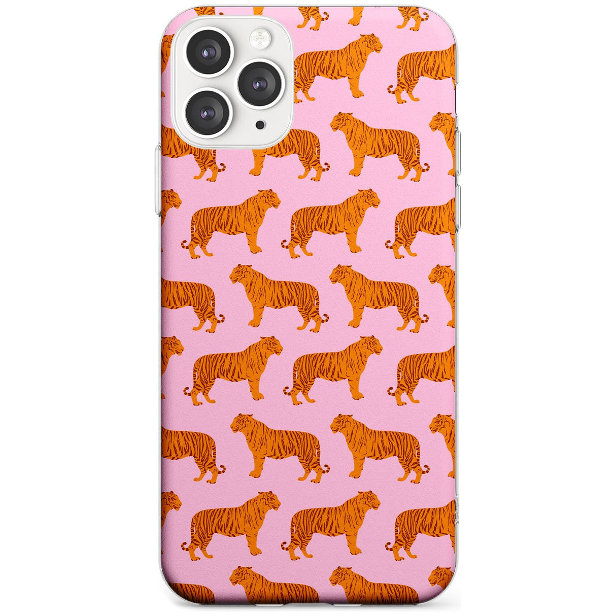 Tigers on Pink Pattern Slim TPU Phone Case for iPhone 11 Pro Max