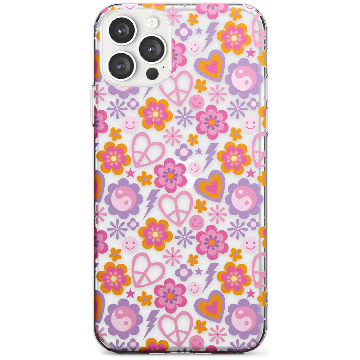 Peace, Love and Flowers Pattern Slim TPU Phone Case for iPhone 11 Pro Max