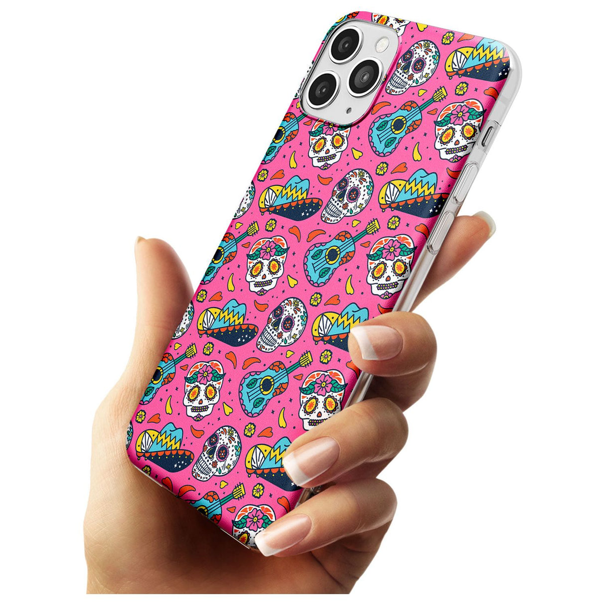 Pink Day of The Dead Pattern Slim TPU Phone Case for iPhone 11 Pro Max