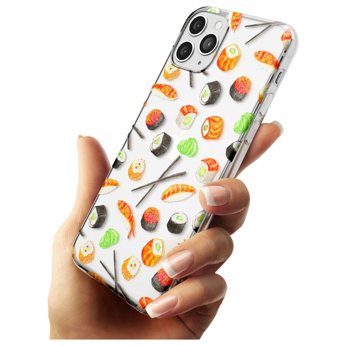 Sushi & Chopsticks Watercolour Pattern Slim TPU Phone Case for iPhone 11 Pro Max