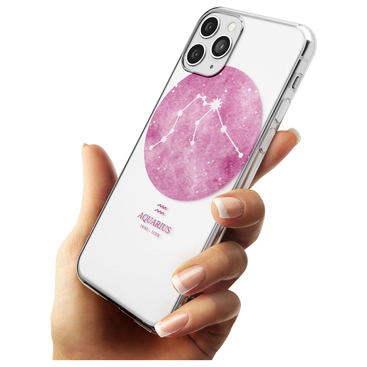 Aquarius Zodiac Transparent Design - Pink Slim TPU Phone Case for iPhone 11 Pro Max