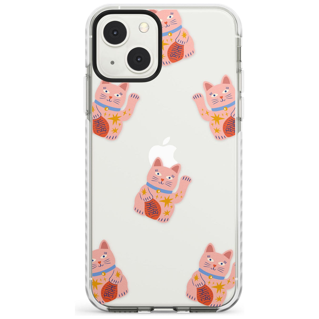 Waving Cat Pattern Impact Phone Case for iPhone 13 & 13 Mini