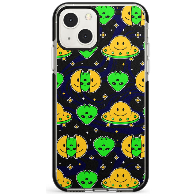 Alien Head Pattern Black Impact Phone Case for iPhone 13 & 13 Mini