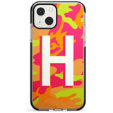 Personalised Bright Neon Camo Solid Monogram Custom Phone Case iPhone 13 Mini / Black Impact Case Blanc Space