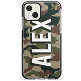 Personalised Classic Green Camo Custom Phone Case iPhone 13 Mini / Black Impact Case Blanc Space