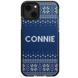 Personalised Blue Christmas Knitted Jumper Black Impact Phone Case for iPhone 13 & 13 Mini