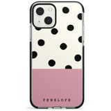 Personalised Pink Border Polka Dot Custom Phone Case iPhone 13 Mini / Black Impact Case Blanc Space