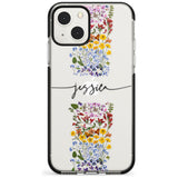 Personalised Wildflower Floral Stripe Personalised Custom Phone Case iPhone 13 Mini / Black Impact Case Blanc Space